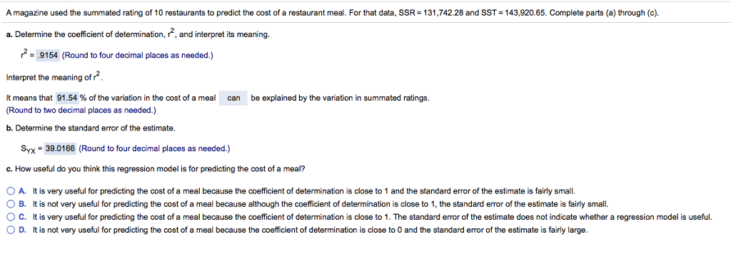 Solved A magazine used the summated rating of 10 restaurants | Chegg.com