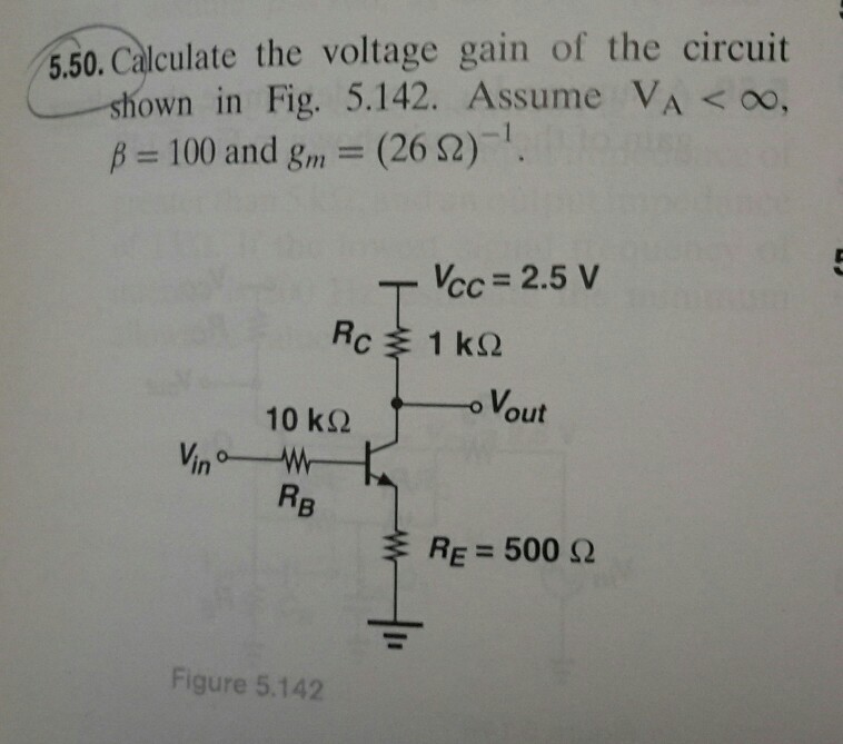 Solved 5.50. Calculate the voltage gain of the circuit shown | Chegg.com