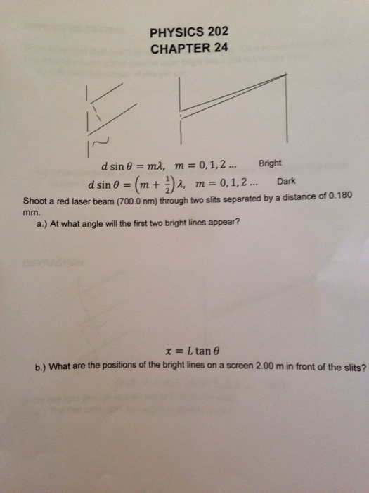 Solved: D Sin Theta = M Lambda, M = 0,1, 2... Bright D Sin... | Chegg.com