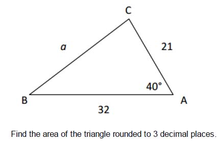 Solved find the area of the triangle rounded to 3 decimal | Chegg.com