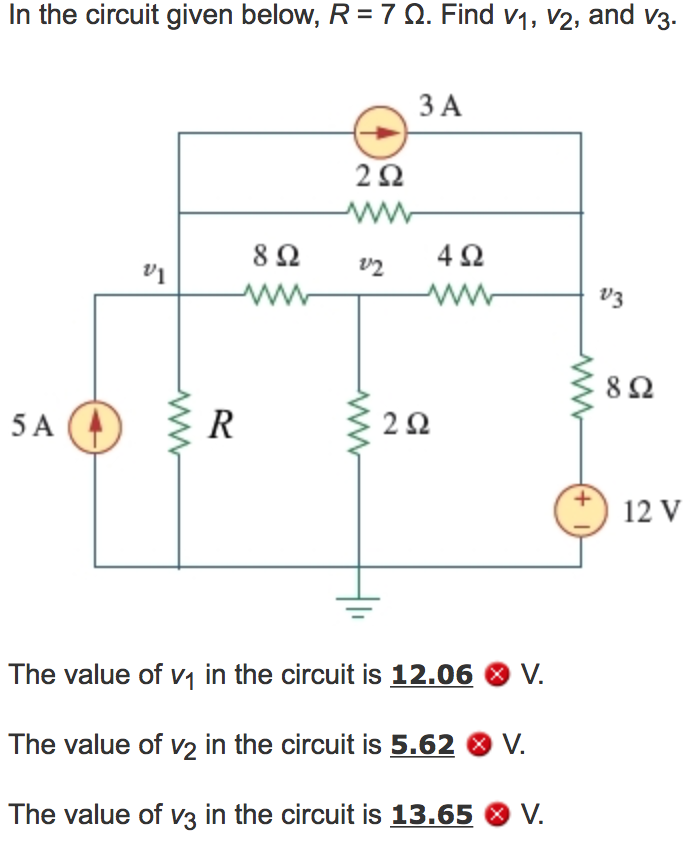 Solved In the circuit given below, R = 7 Ω. Find v1, v2, and | Chegg.com