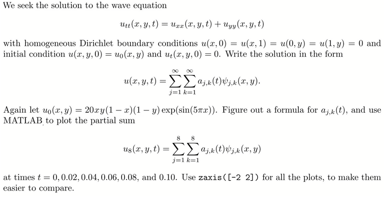 Solved We seek the solution to the wave equation with | Chegg.com