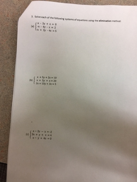 Solved Solve each of the following systems of equations | Chegg.com