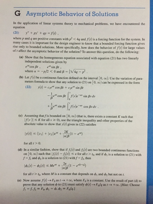 Solved In the application of linear systems theory to | Chegg.com