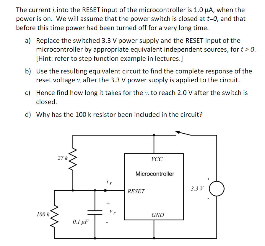 Solved 3. RC Circuits Application Example The circuit in