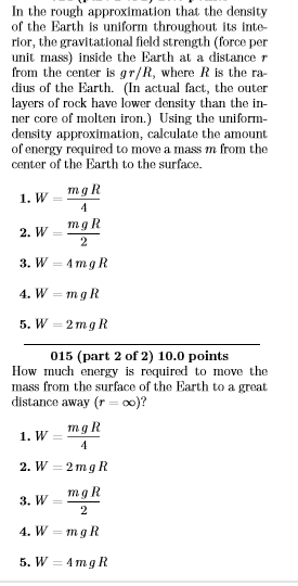 Solved In the rough approximation that the density of the | Chegg.com