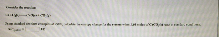 Solved Standard Entropy of Reaction 1 Chegg