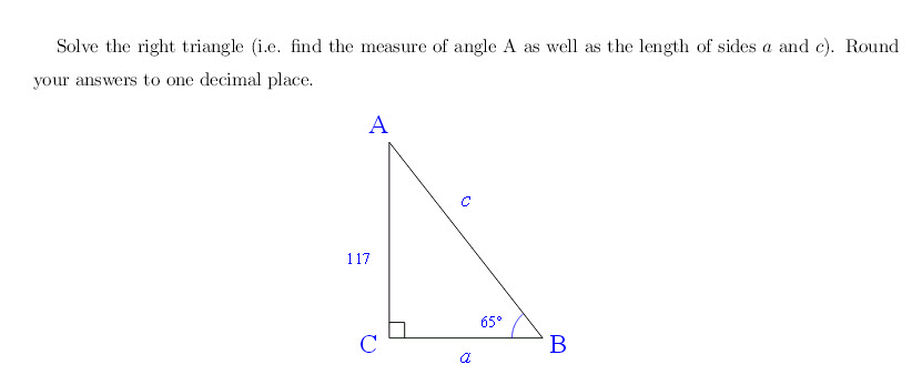 Solved Solve the right triangle (i.e. find the measure of | Chegg.com