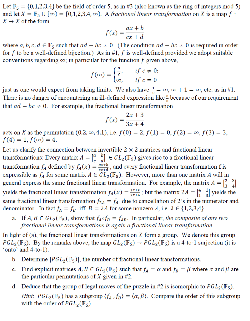 Let F_5 = {10, 1, 2, 3, 4} be the field of order 5, | Chegg.com