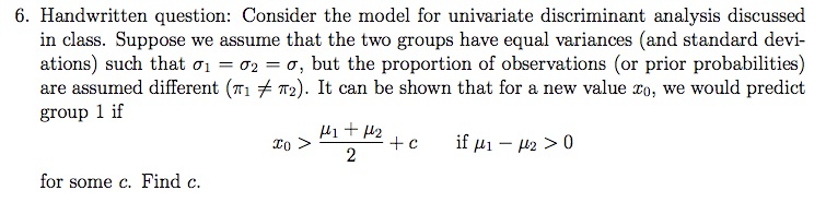 Solved 6. Handwritten question: Consider the model for | Chegg.com