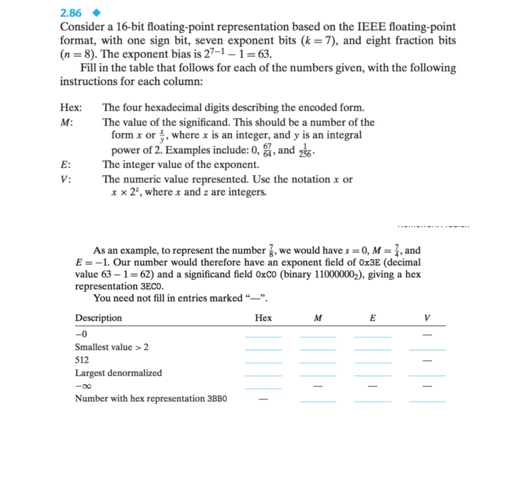 2.86 Consider A 16-bit Floating-point Representation | Chegg.com