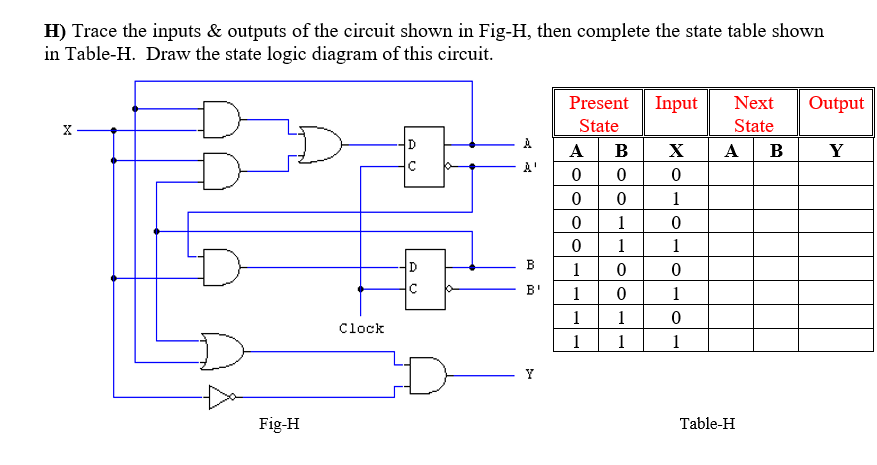 Solved H) Trace the inputs & outputs of the circuit shown in | Chegg.com