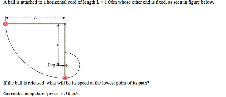 Solved A peg is located a distance h directly below the | Chegg.com