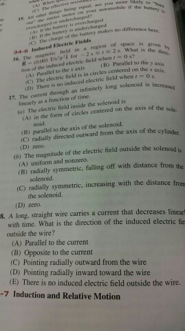 Solved Induced Electric Fields The magnetic field in a | Chegg.com