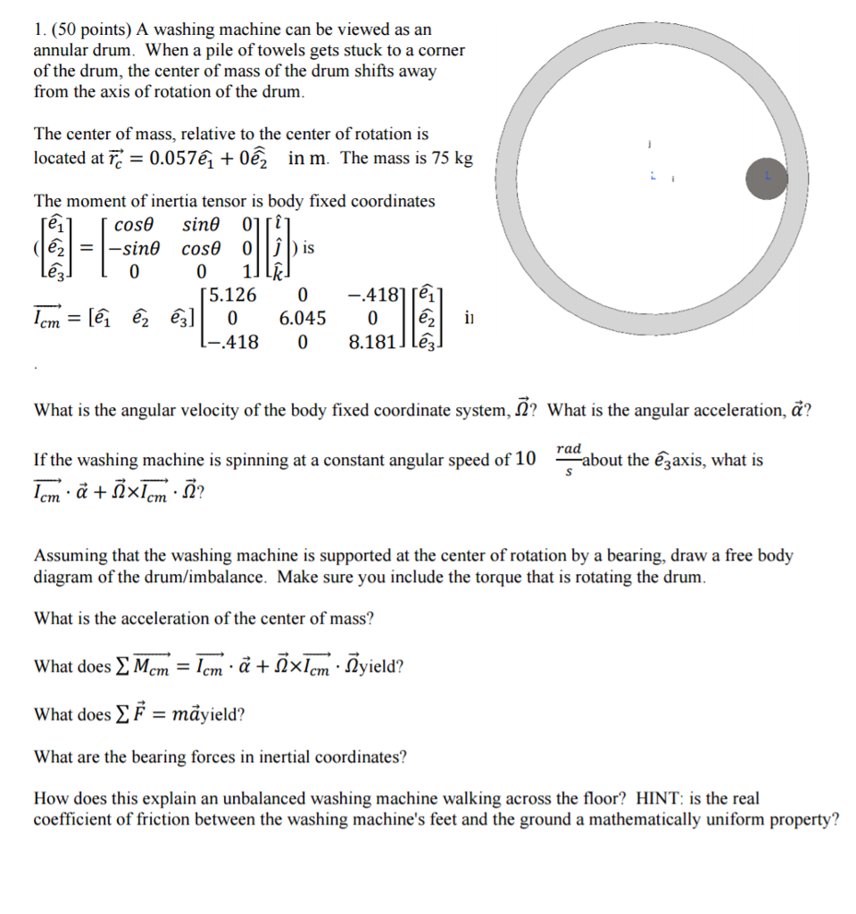 Solved A washing machine can be viewed as an annular drum.
