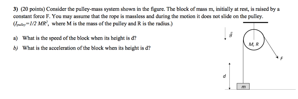 Solved 3) (20 Points) Consider The Pulley-mass System Shown 