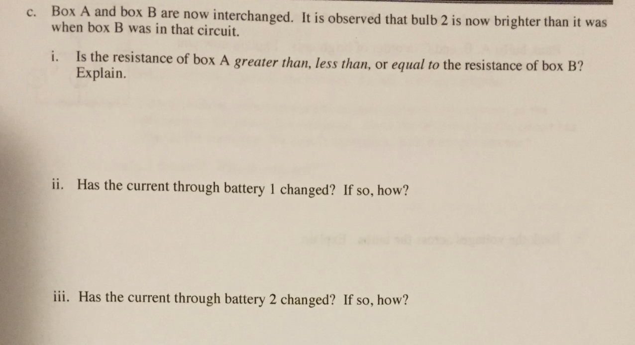 Solved Box A and box B are now interchanged. It is observed