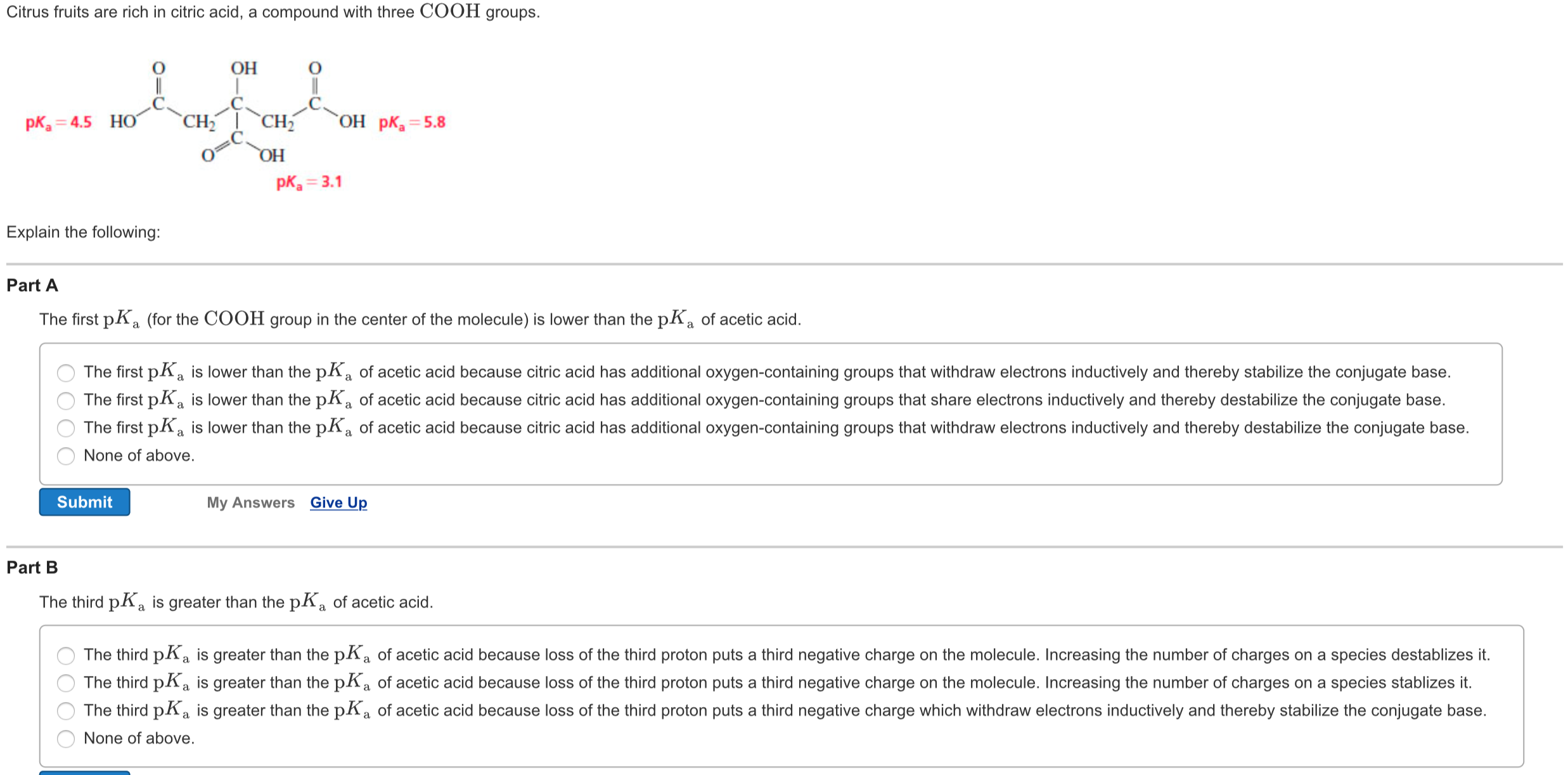 Solved Citrus fruits are rich in citric acid, a compound