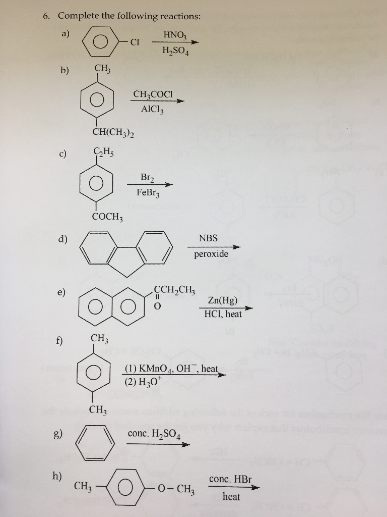 Solved Complete The Following Reactions: | Chegg.com