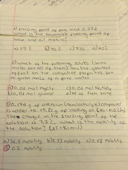 Solved reczing point of pore wax is 37degreec what is the