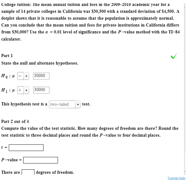 Solved College Tuition The Mean Annual Tuition And Fees In Chegg