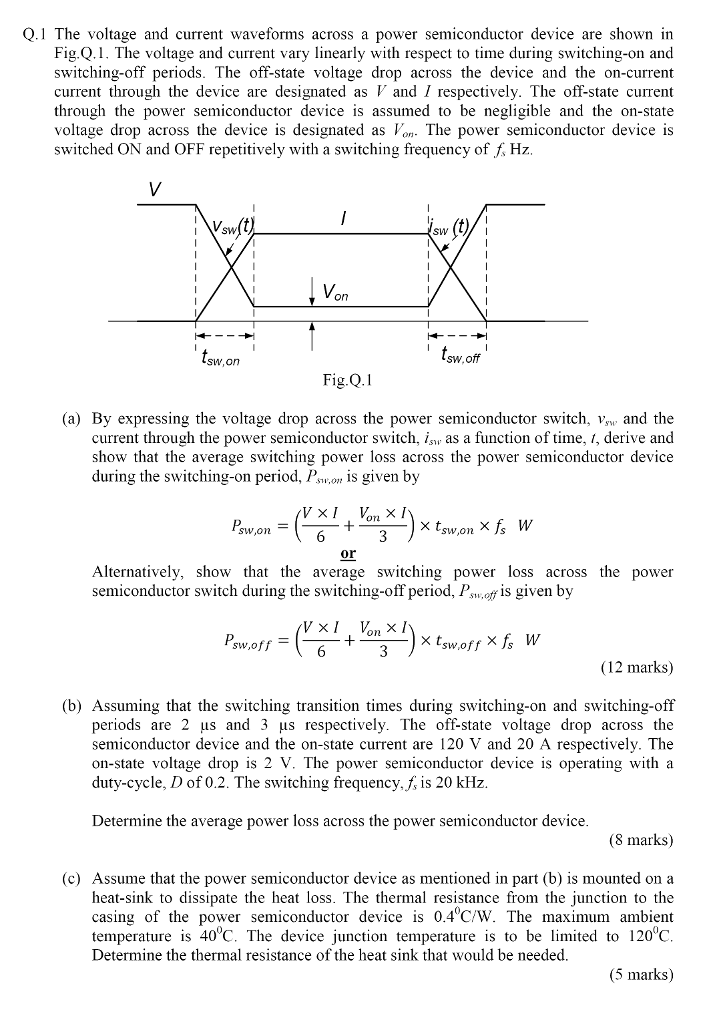 Solved Q.1 The voltage and current waveforms across a power | Chegg.com