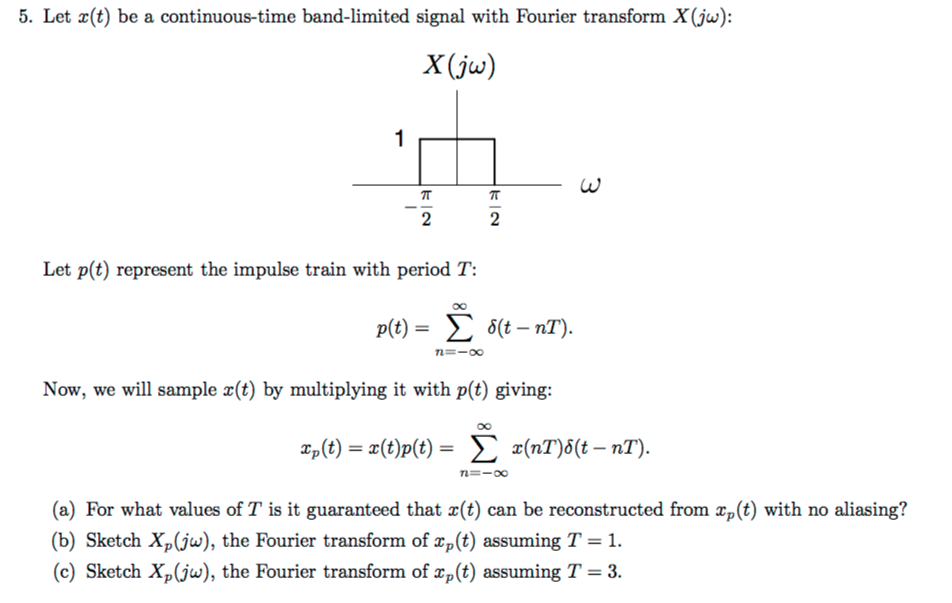 Solved Let x(t) be a continuous-time band-limited signal | Chegg.com