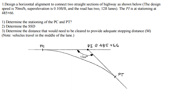 Solved Design a horizontal alignment to connect two straight | Chegg.com