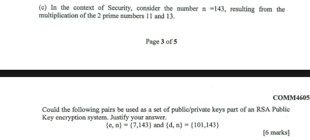 Solved c In The Context Of Security Consider The Number N Chegg