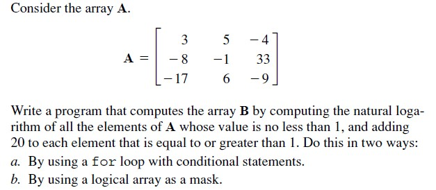 Consider the array A. Write a program that computes | Chegg.com