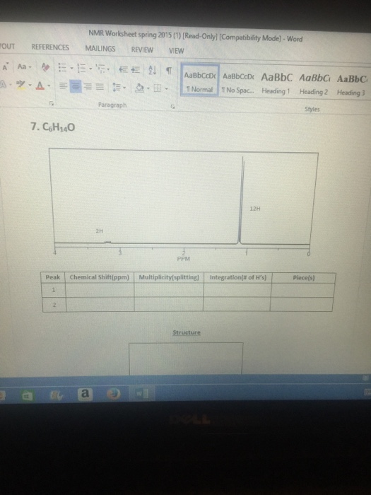 Solved: NMR Worksheet | Chegg.com