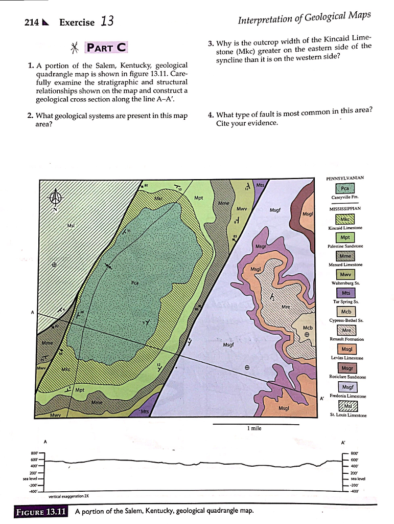 Solved Interpretation Of Geological Maps 214 A Exercise 13 | Chegg.com