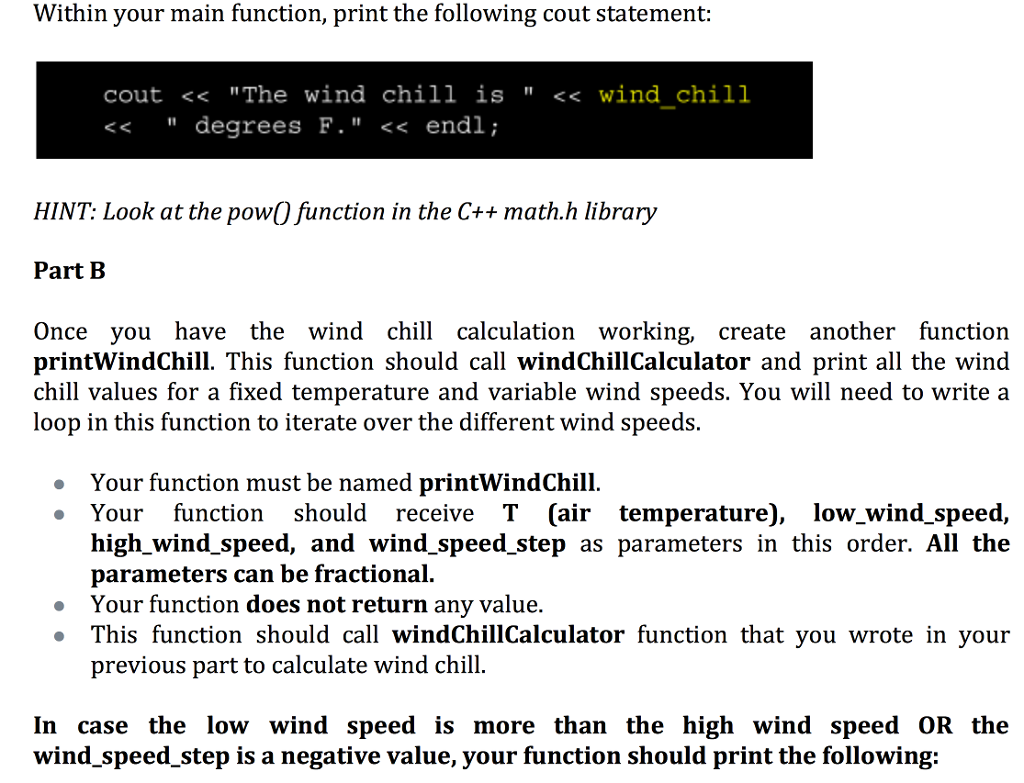 Solved Wind Chill (°F) = 35.74 + 0.621 5T-35.75(Vo.16) + | Chegg.com