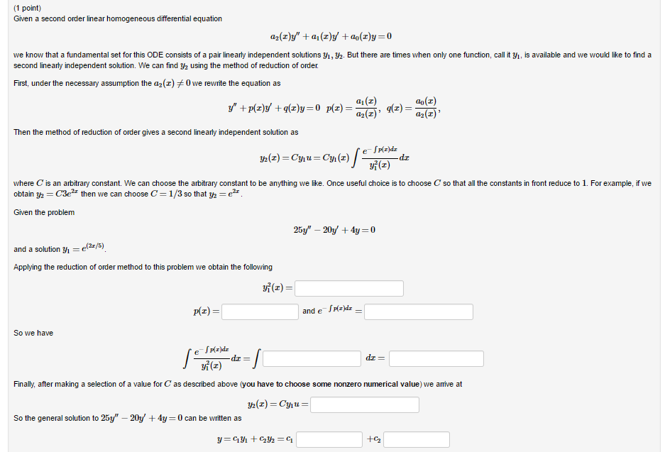 solved-given-a-second-order-linear-homogeneous-differential-chegg