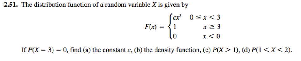 Solved 2.51. The distribution function of a random variable | Chegg.com