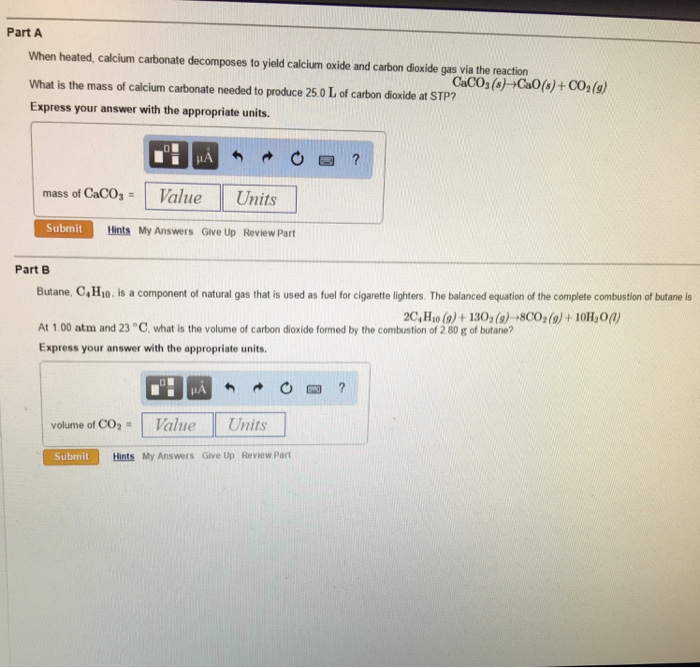 Solved When heated, calcium carbonate to yield