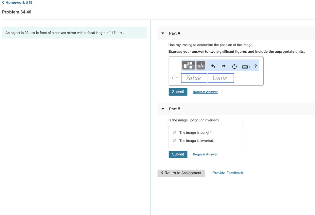 Solved Homework #19 Problem 34.40 An object is 33 cm in | Chegg.com