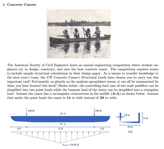Solved 3. Concrete Canoes The American Society of Civil