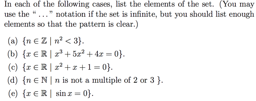 Solved In each of the following cases, list the elements of | Chegg.com