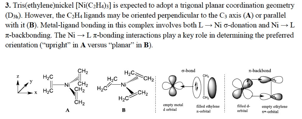 3. Tris ethylene nickel INi C2H4 3 is expected to Chegg