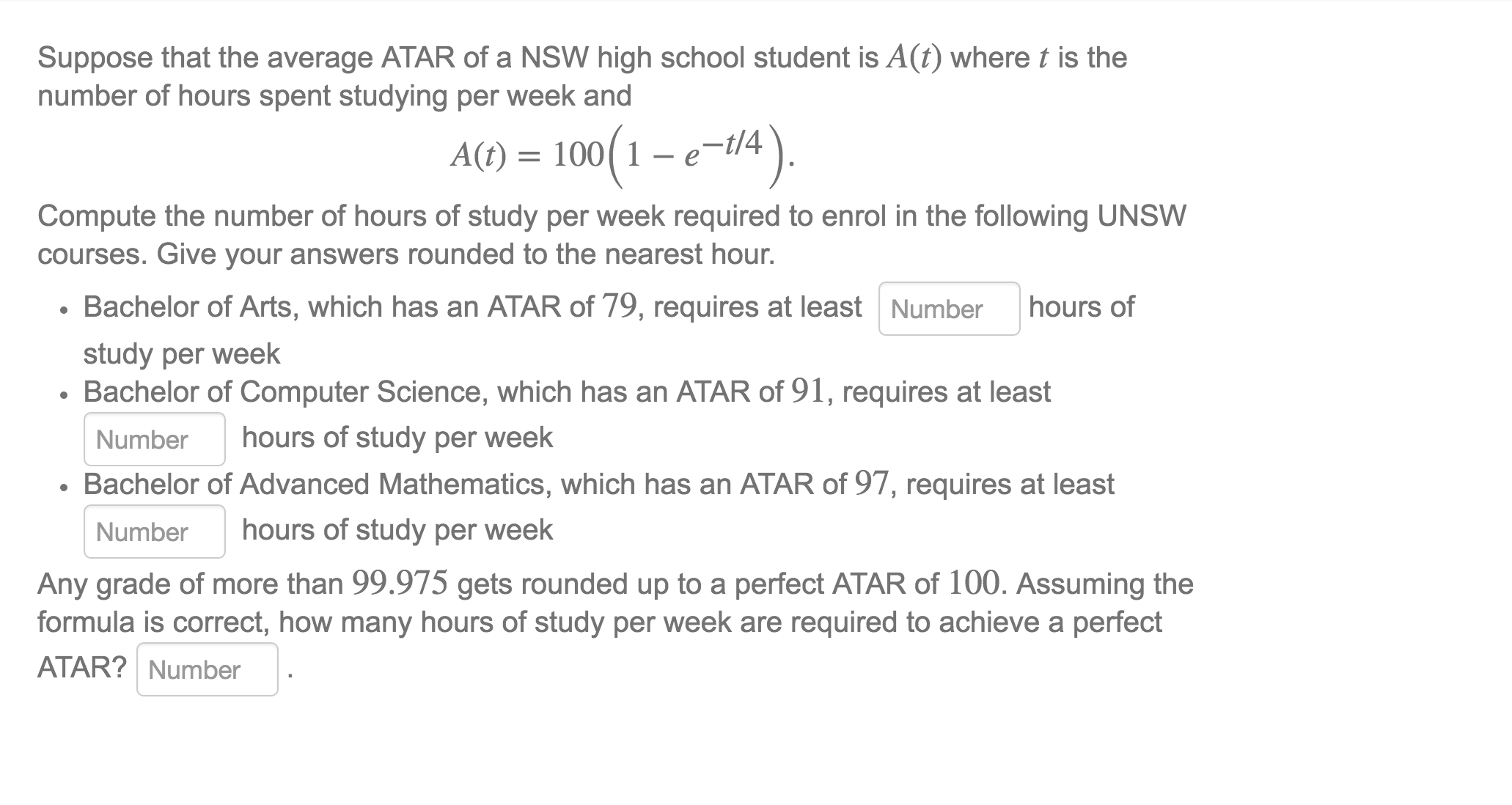 Solved Suppose that the average ATAR of a NSW high school