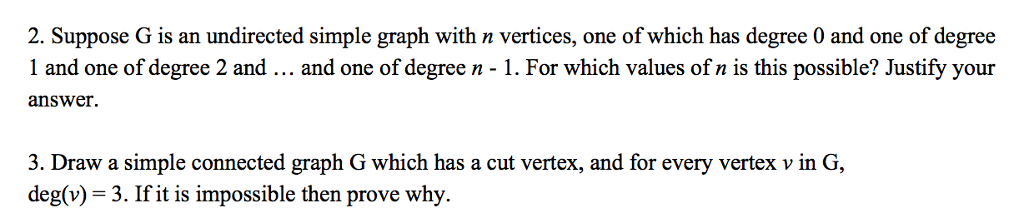 Solved 2. Suppose G is an undirected simple graph with n | Chegg.com