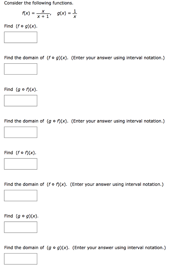 Solved Consider the following functions. x + 1 Find (f o | Chegg.com