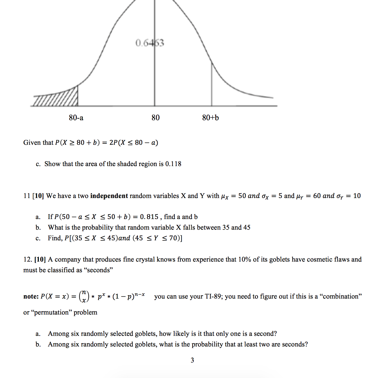 Solved Given that P(X 80 + b) = 2P(X 80 - a) Show that | Chegg.com