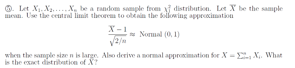 Solved ⑤. Let Xi, X2, , xn be a random sample from | Chegg.com