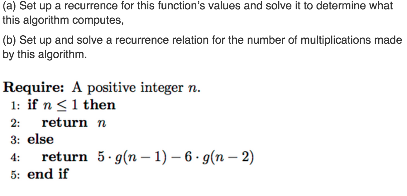 Solved (a) Set up a recurrence for this function's values | Chegg.com