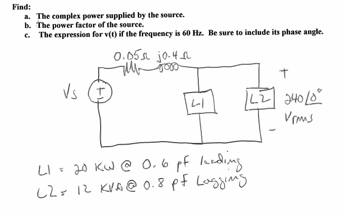 Find: The complex power supplied by the source. The | Chegg.com