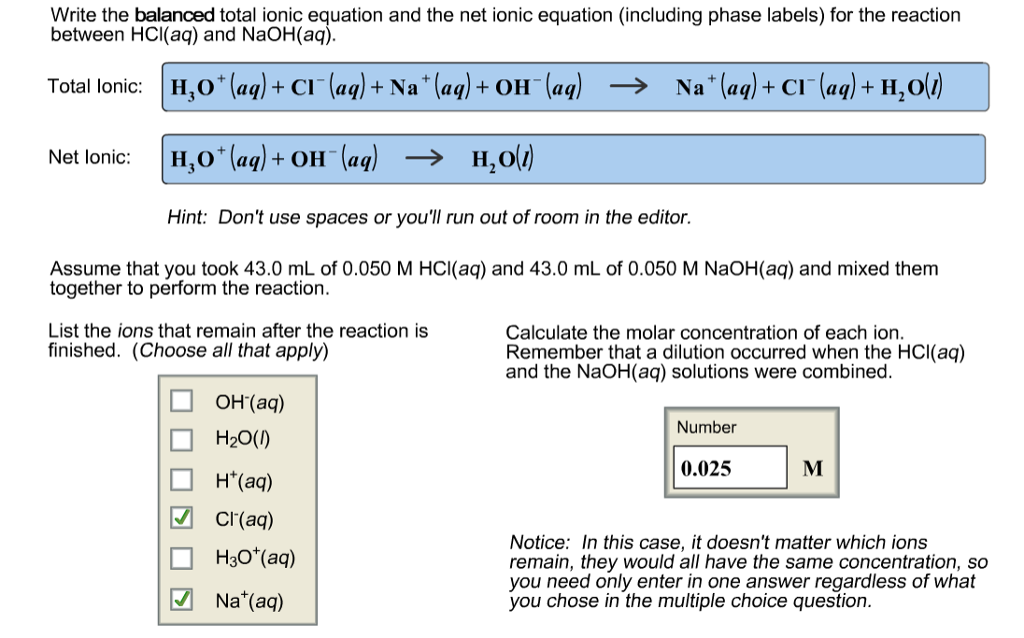 Solved Write The Balanced Total Ionic Equation And The Net 1641