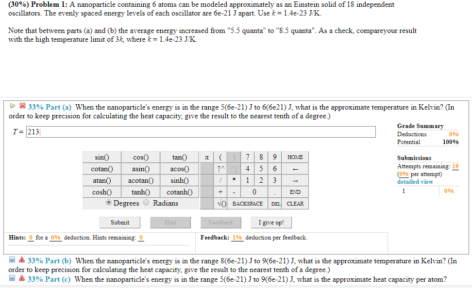 Solved (30%) Problem 1: A nanoparticle containing 6 atoms | Chegg.com