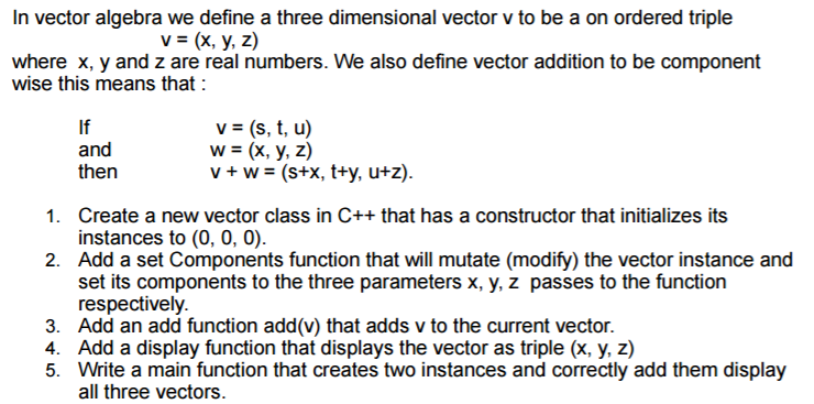 Solved In vector algebra we define a three dimensional | Chegg.com